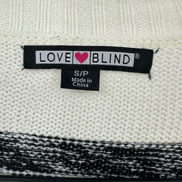 Love Blind Size Small Sweater Black & White Knit‎ Long Sleeve Open Front Casual - Picture 3 of 4